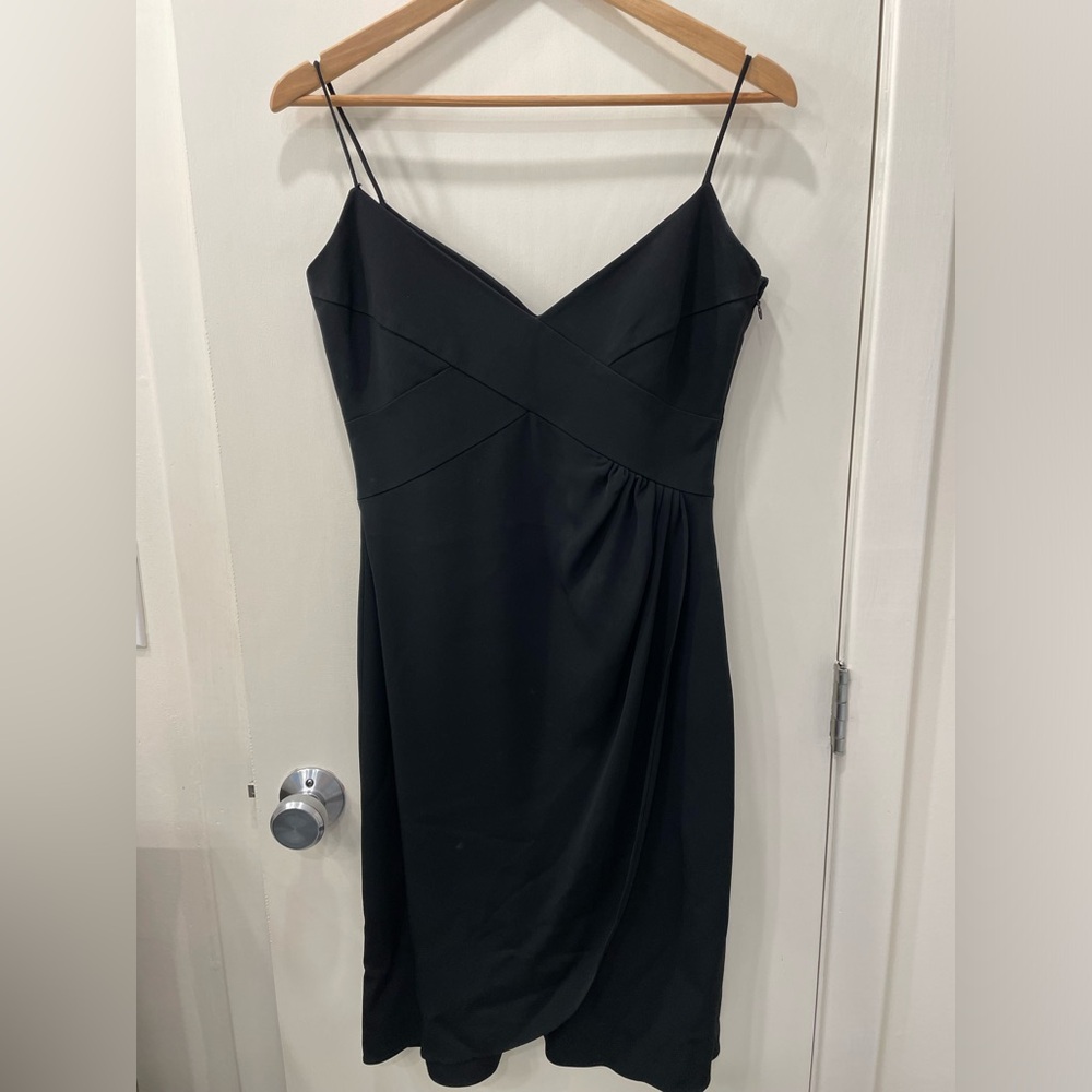 Armani Collezioni black silk blend vintage spaghetti strap body con dress